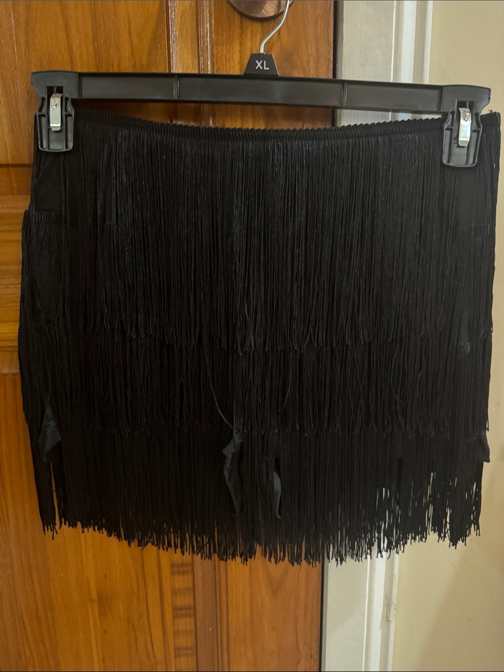 Bear Dance Black Fringe Mini Shorts